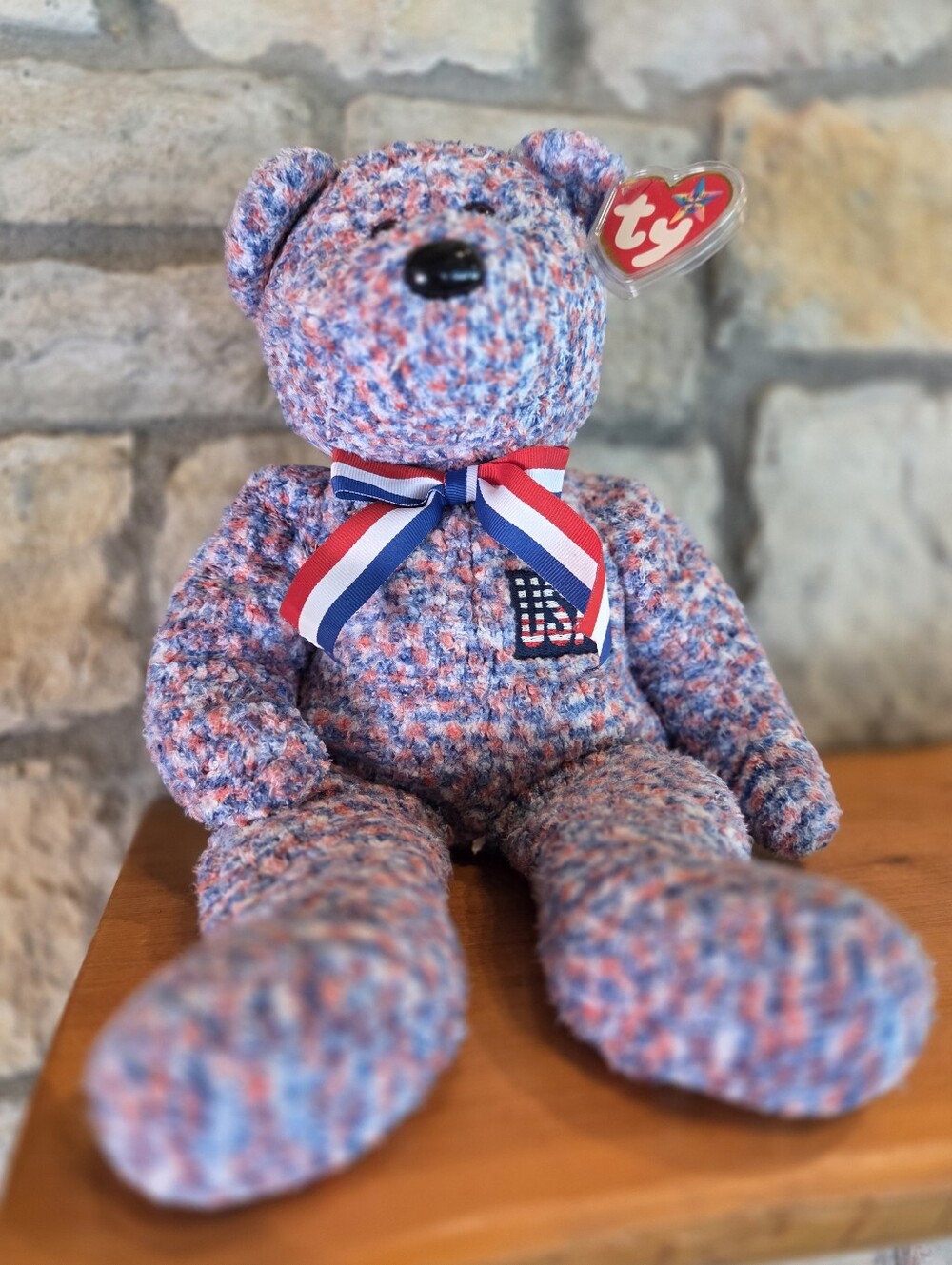 Ty Beanie Babie Buddie USA Bear 14" Patriotic Red White Blue America
